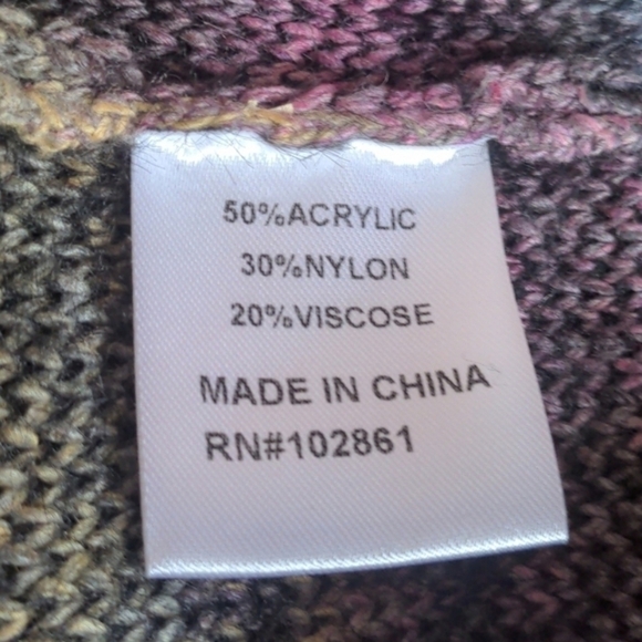 Paris Hues Patterned Multicolor V Neck Cardigan Sweater size XL - Picture 6 of 7